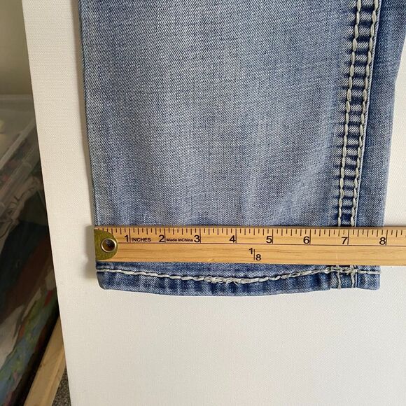 Grace In LA Bootcut Y2K Jeans Womens 28 Blue Thick Stitch Low Rise Flared Rock - Picture 11 of 11